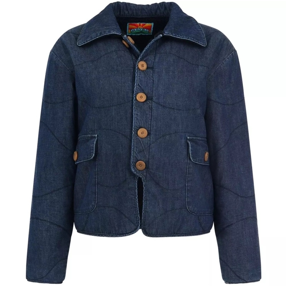 15. NWT $598 DAILY BLUE by ADRIANO GOLDSCHMIED denim sherpa reversible jacket M